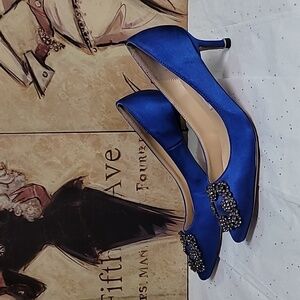 Blue Satin Pumps